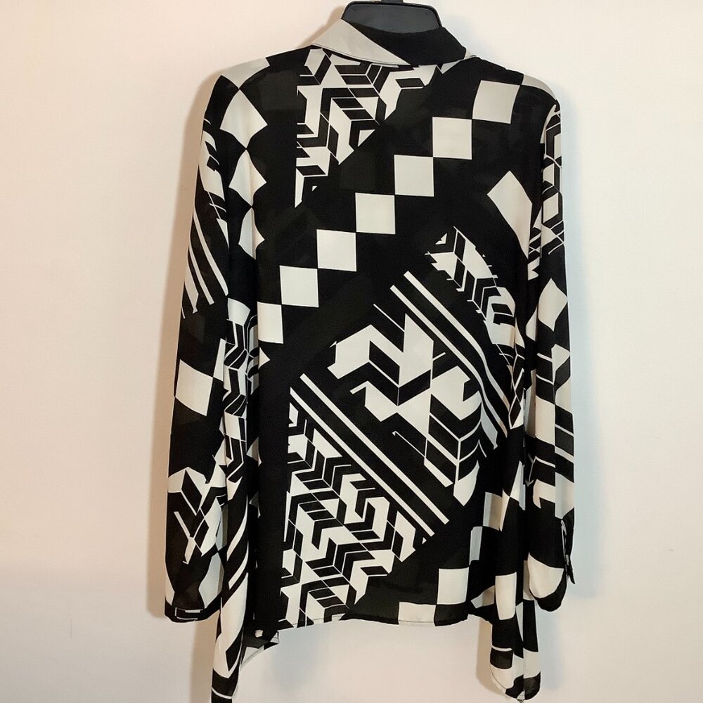 Button Top Tunic Color Block Black / White Xl Ny … - image 4